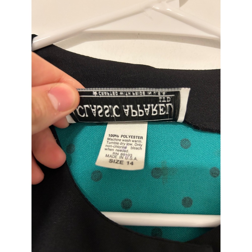 Classic Apparel Ltd 80s Vintage Teal Polka Dot Button Front Blazer Puff Shoulder - Picture 4 of 6